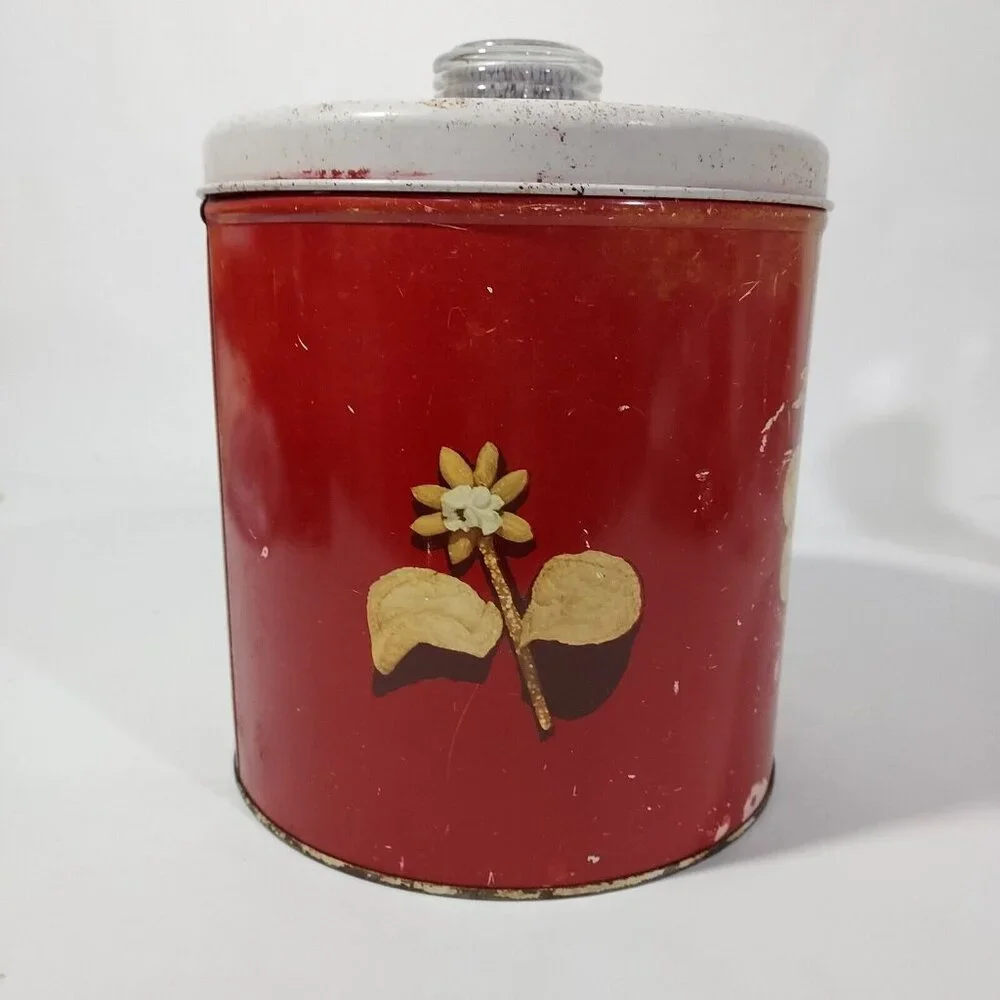 Saltine Cracker Pretzel Cookie Tin Blue Magic DRI NOB Krispy Kan Lid Red - Picture 8 of 8